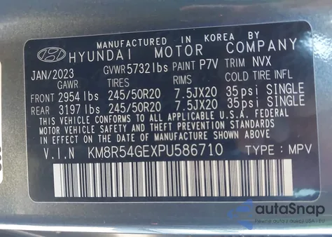 2023 Hyundai Palisade Limited z USA, uszkodzony, nr VIN KM8R54GEXPU586710